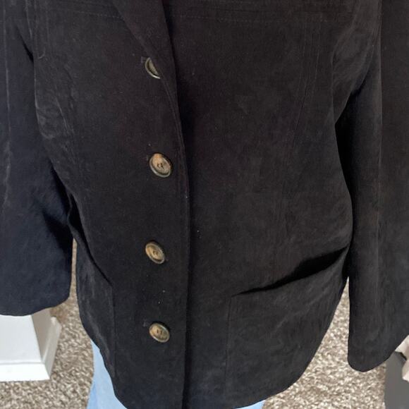 Talbots Black Button Up Light Coat Jacket Long Sleeve Women Size Medium - Picture 3 of 9